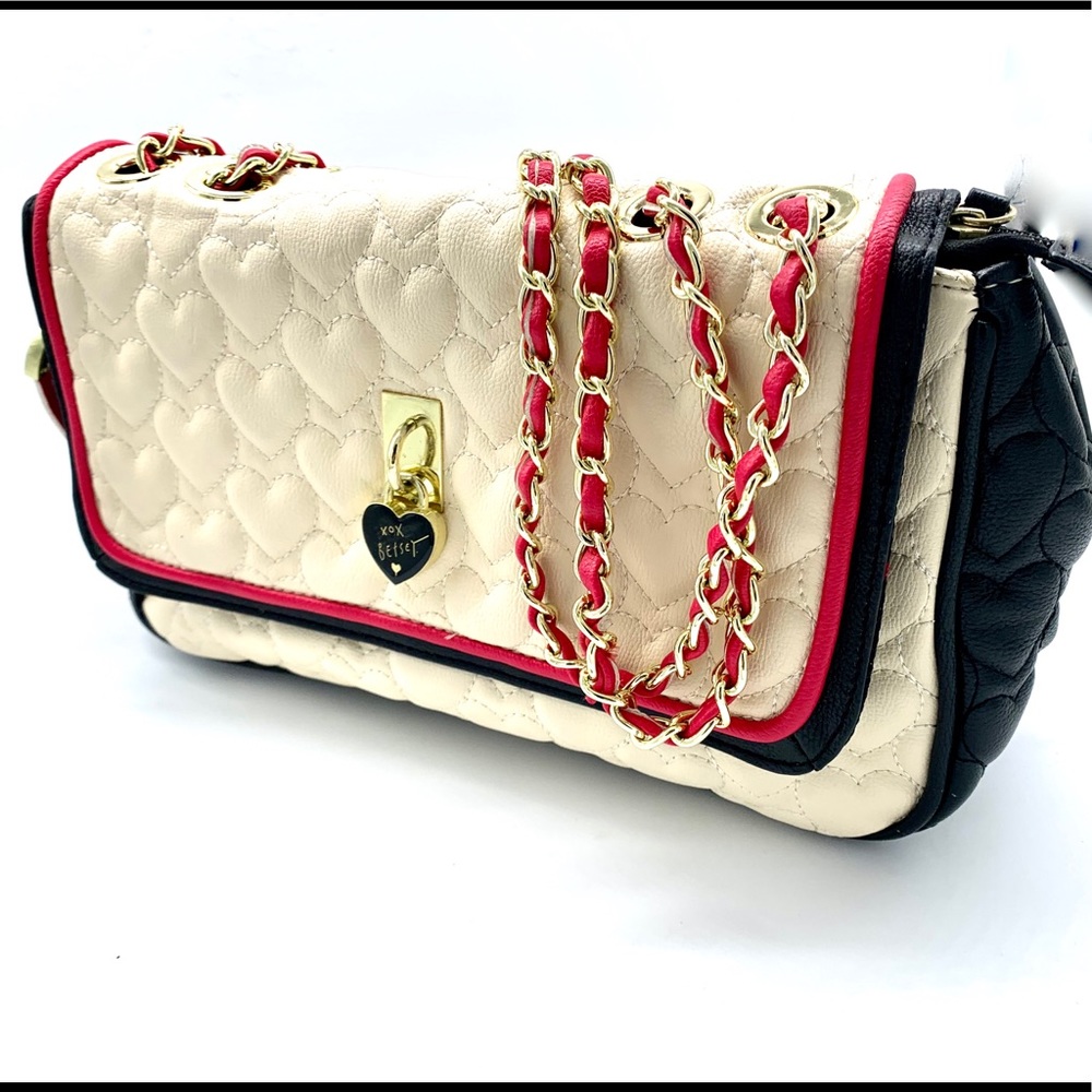 Betsy Johnson Heart Quilted Shoulder Bag